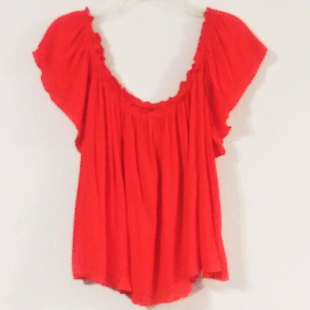 Copper‎ Key Off the Shoulder Red Peasant Top